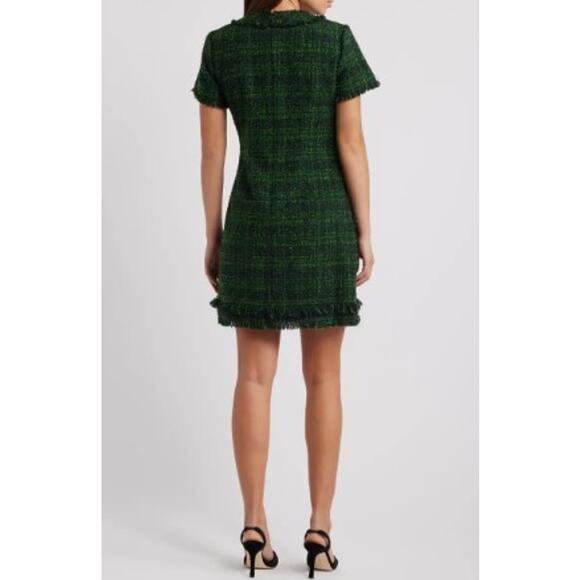 NWT Women’s Eliza J Metallic Tweed Dress Hunter Green Size 8 Elegant Cocktail - Picture 3 of 11